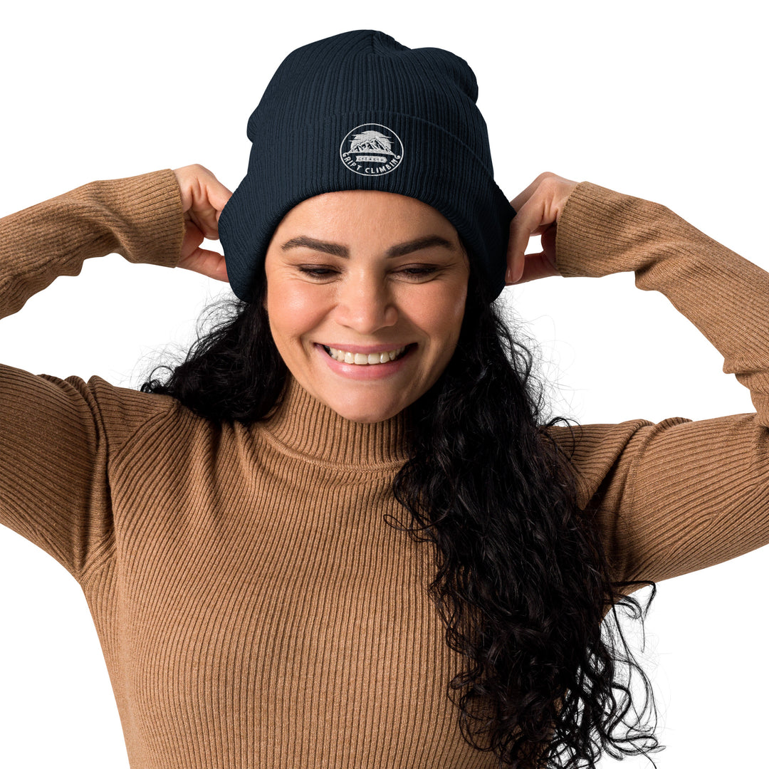 Woman in navy beanie