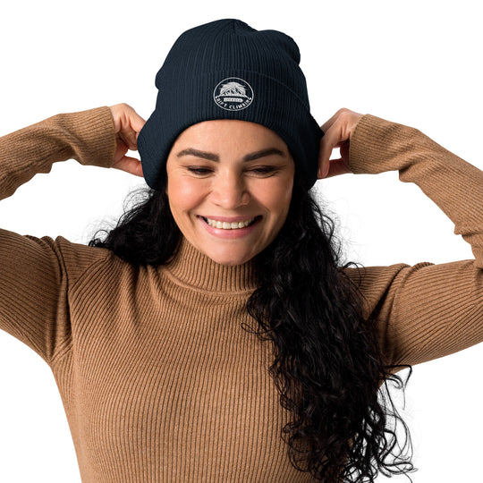 Woman in navy beanie